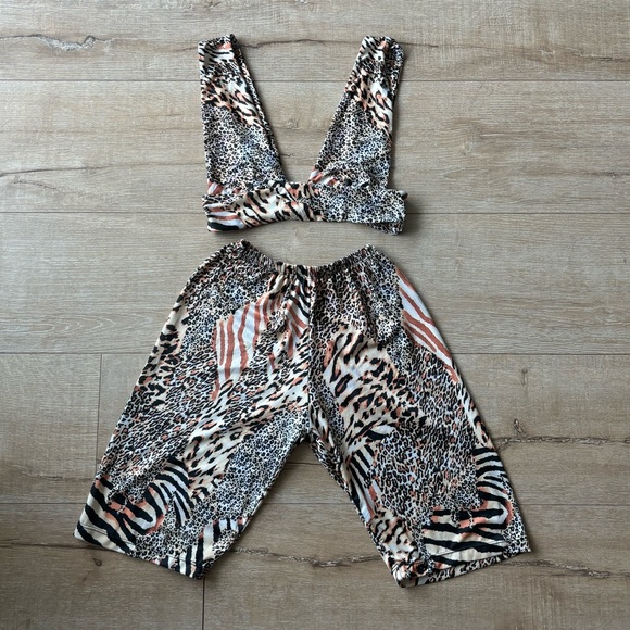 Andi Bagus Leopard Animal Print Matching Bra and bike shorts set, s/m - Picture 5 of 7